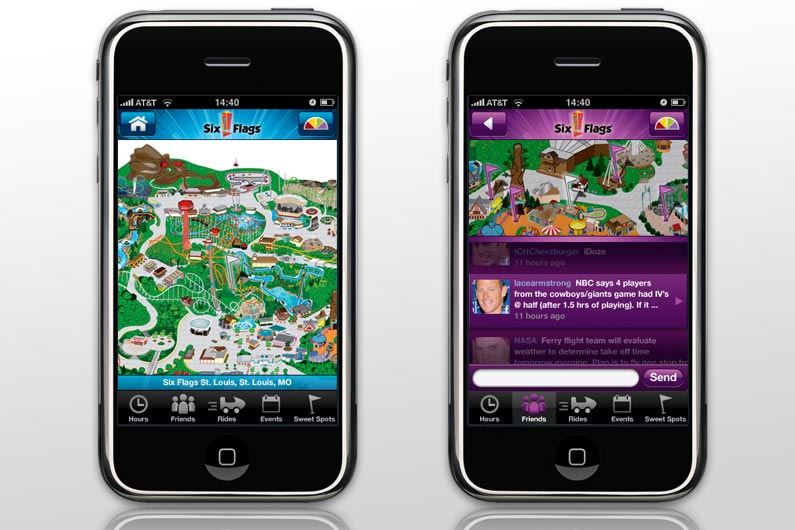 Six Flags iPhone App Six Flags needed an appliation to navigate customers at their park, and provide entertainment while waiting in lines.| Jp Gary