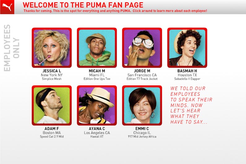 Puma on Facebook Showcasing Puma Culture and fashion in a Facebook Application