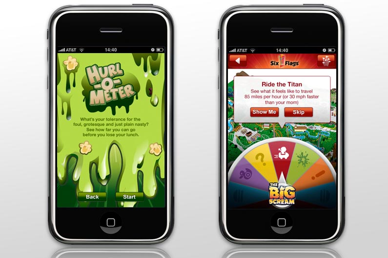 Six Flags iPhone App Six Flags needed an appliation to navigate customers at their park, and provide entertainment while waiting in lines.